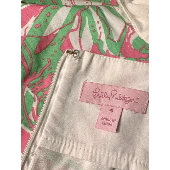 Lilly Pulitzer Strapless Dress Size 4 Tie Back Floral White Green Pink EUC!!! - Picture 4 of 4